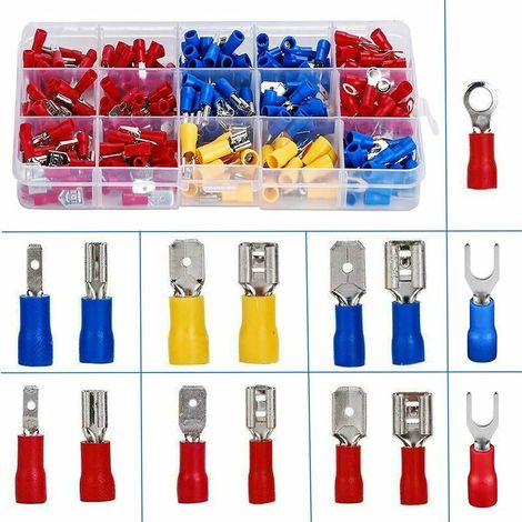 VURAHOME - Coffret 280 cosses électricien,Cosses Electriques a Sertir, 280 PCS Cosse Electrique Isolée, Connecteurs électrique a sertir, Cosses et kits, Assortiment Connecteurs Ronde Cosses Plates Cos (1/5)