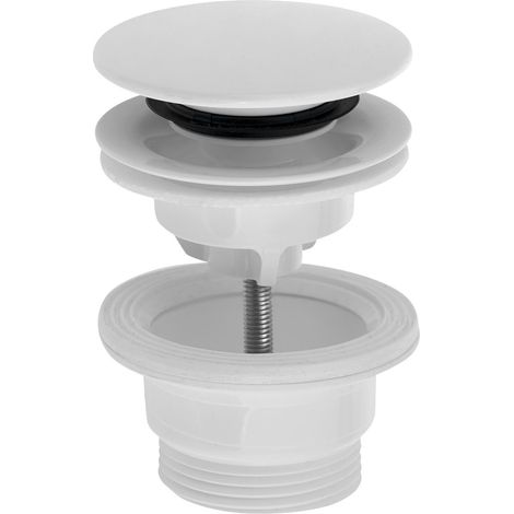 Bonde de lavabo 5/4", clic-clac, gros bouchon, 4-45mm, ABS/blanc (1/5)