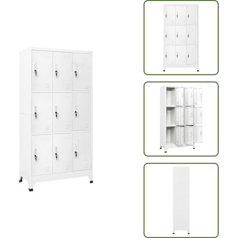 Armoire à casier avec 9 compartiments Acier 90x45x180 cm Gris - Armoire À Casier - Meuble De Rangement - Armoire Métallique - Armoire Industriel - Meuble De Bureau (1/5)