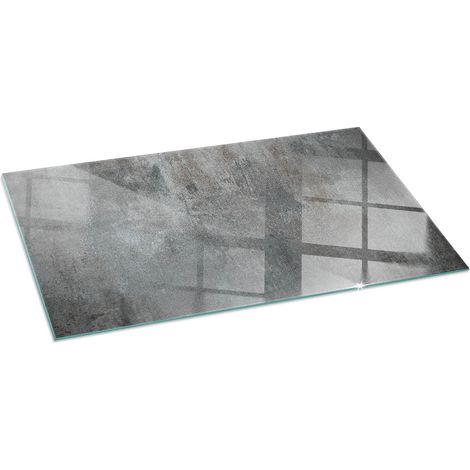 Funkenschutzplatte für Kamin Hitzeschutz Schutzplatte Hartglas Dekorative Glasbodenplatte Rohes Oberflächenmuster 100x50 cm