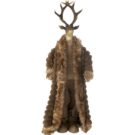Cerf décoratif debout en textile marron - marron (1/3)