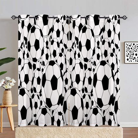 Rideau Occultant Sports Thème Football Rideau Thermique Isolant Tenture Opaque à Oeillets Draperies Intérieurs pour Maison Chambre Salon 2 Panneaux L 140 x H 280 cm - 140L X 280H cm (2 Panneaux) (1/5)