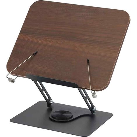 Support Pour Livre - Support Réglable En Bois - Pivotant 360° Et Pliable - Pour Livres Recettes Tablettes Ordinateurs - 34 x 24 cm - Charge Max 3 kg