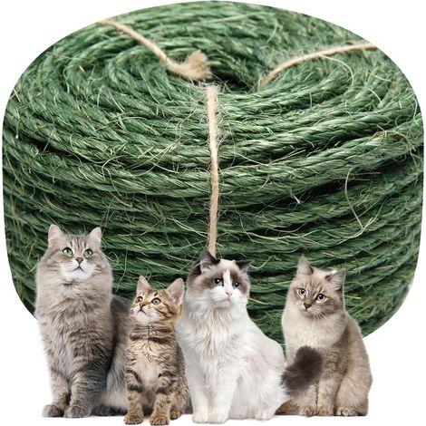 Corde en sisal pour arbre à chat, griffoir, pour décorer griffoirs, maisons, jardins, pots de fleurs, 4 mm x 30 m - Vert