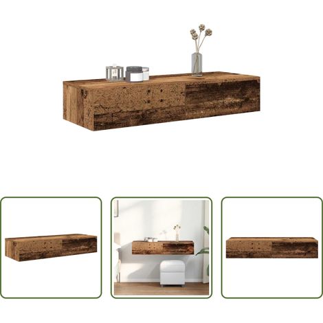 Schubladenregal - Wandregal mit Schubladen Altholz-Optik 100x36x19 cm (1/5)