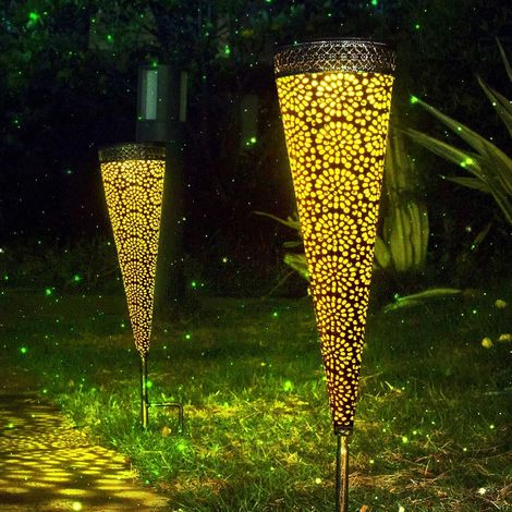Lanterne Solaire Jardin - IP65 - 3000K - Tige Métallique - Lot De 2 (1/5)