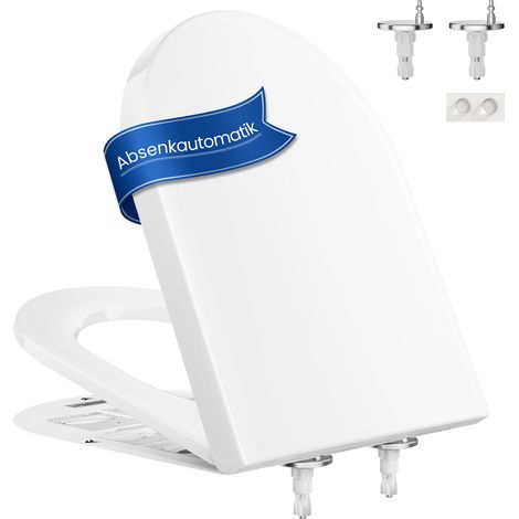 CECIPA MAX WC-Sitz Toilettendeckel mit Absenkautomatik & Schnellverschluss, D-förmiger Toilettensitz, Weiß (1/5)