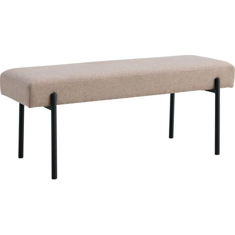 VILONY - Banc 2 Places Tissu Beige et Pieds Métal Noir (1/4)