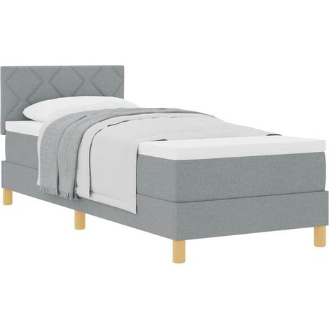 Matelas à ressorts rembourré, gris clair, 80 x 200 cm, recouvert de tissu. (1/5)