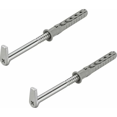 – Lot de 2 crochets à visser M6 5,8mm x 100mm – Acier galvanisé pour fixation meuble – Chevilles 80mm incluses – Ferrure suspension armoire (1/2)