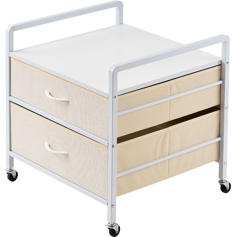 Mophorn Supporto per minifrigo con contenitore, capacità 176 libbre, tavolo per minifrigo con 2 cassetti e 4 ruote girevoli, ripiano mobile per minifrigo, organizer bianco per minifrigo (1/5)