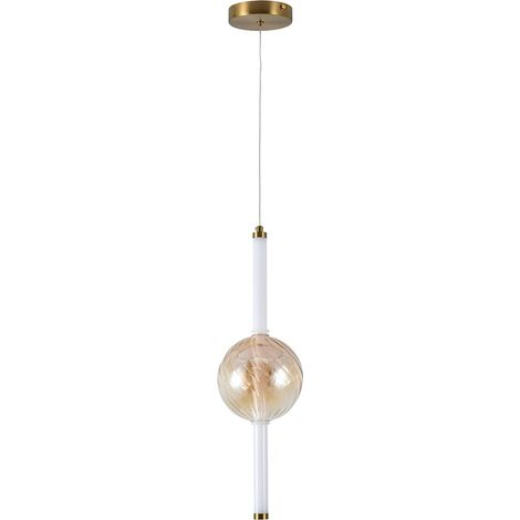 Lampada a sospensione Lampada da soggiorno LED Ambra Metallo Vetro H 187 cm (1/5)