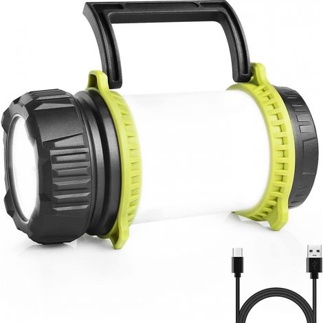 BEBUSINGOTO Linterna de camping recargable, linterna LED brillante de 500 lúmenes, lámpara de camping de 5 modos con batería externa de 2600 mAh. (1/5)