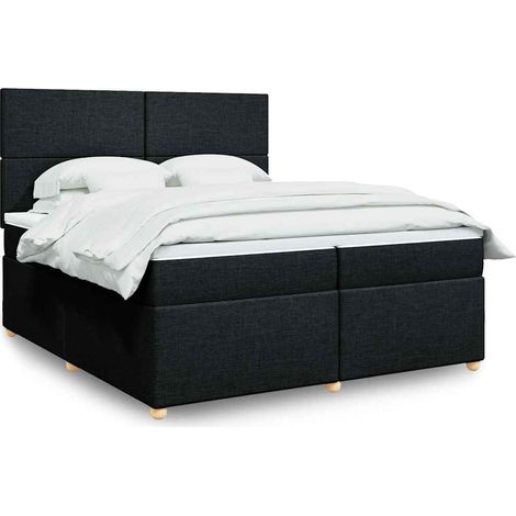 vidaXL Sommier à lattes de lit avec matelas Noir 200x200 cm Tissu (1/5)