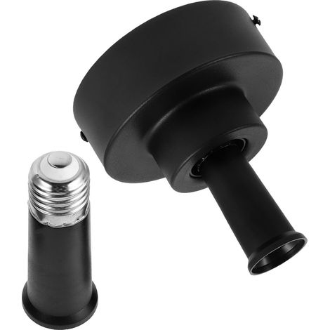 Adaptateur Douille Ampoule pour Ventilateur de Plafond en Métal et Plastique Noir, Installation Facile Vacances en Bureau ou Salon, Douille Plafonnier Moderne avec Tige (1/5)