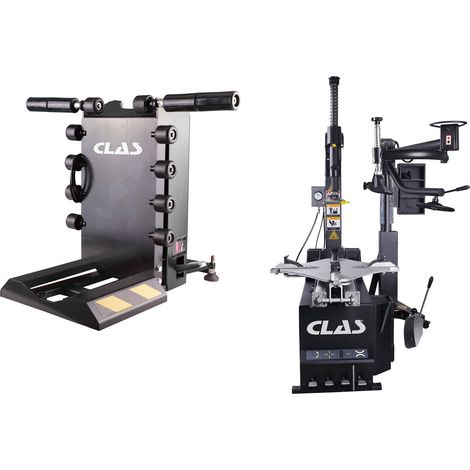 Monte demonte pneus automatique 10"-24" 2 vitesses 400v + leve rouePack monte démonte pneus automatique 10"-24" 2 vitesses 400V + Lève roue charge max. 70kg - DM 0501 - CLAS Equipements (1/3)