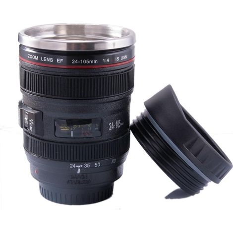 Tasse à café mug Original et Magique Mug Isotherme Objectif Thermos café en Forme d'objectif Photo en Acier INOX Bouteille Isotherme Lot de 1