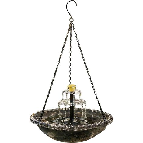 (Style gris) Mangeoire à oiseaux suspendue avec fontaine, abreuvoir extérieur avec crochet pour jardin, cour, terrasse, mangeoire pour animaux sauvages (1/5)