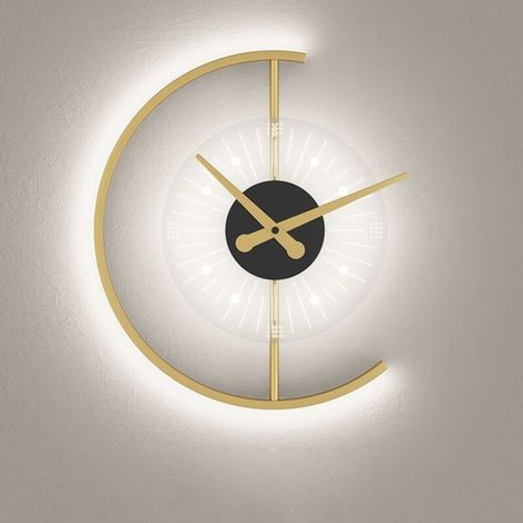 Wanduhr Wanduhr Moderne Uhr Wandlampe Wohnzimmer Schlafzimmer Nachttisch Gang Loft Golden Exquisite Acryl Home Design Innendekoration Lampe Wanduhr Dekoration Kaltes weißes Licht