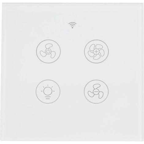 Interrupteur intelligent pour ventilateur et éclairage Wi-Fi. compatible avec télécommande RF et commande vocale. 100-250 V. blanc (1/5)