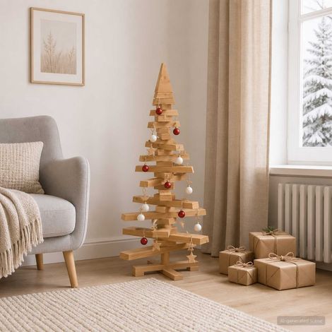 vidaXL Árbol de Navidad de madera KOTKA 90 cm Madera de Pino Maciza (1/5)
