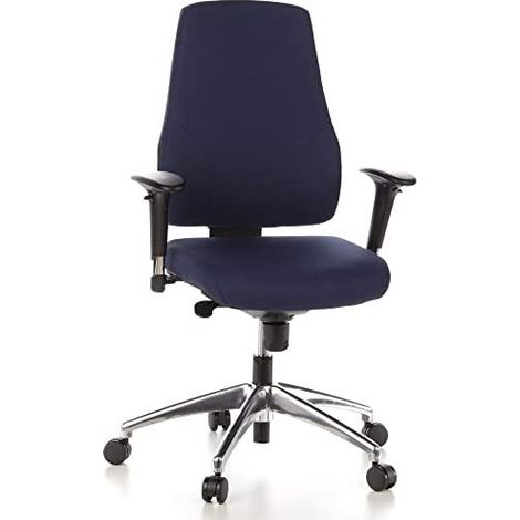Siège de bureau / Siège pivotant PRO-TEC 200, tissu bleu foncé, aluminium poli hjh OFFICE