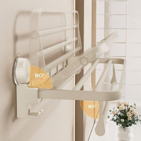 Porte-serviettes à ventouses, étagère de rangement pour salle de bain, blanc, 40 x 22 x 14 cm, sans perçage (1/4)