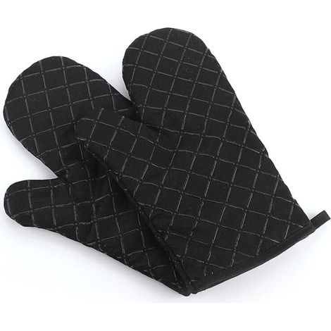 Gants de cuisine antidérapants de qualité supérieure (lot de 2) jusqu'à 200 ° C - silicone Gants de gril extrêmement résistants à la chaleur Gants de barbecue - gants de cuisine, noir pour la cuisson, (1/5)