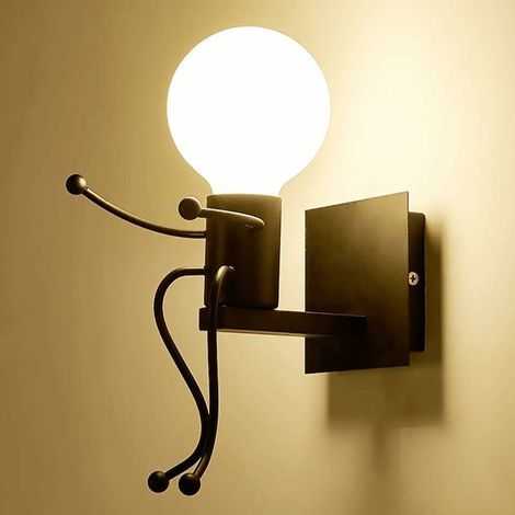 - Applique Murale Rétro Créative Intérieur Vintage Industriel Applique Murale en Fer Art Déco E27 Base pour Bar, Chambre, Cuisine, Restaurant, Café, Couloir (Noir,sans source lumineuse) (1/4)
