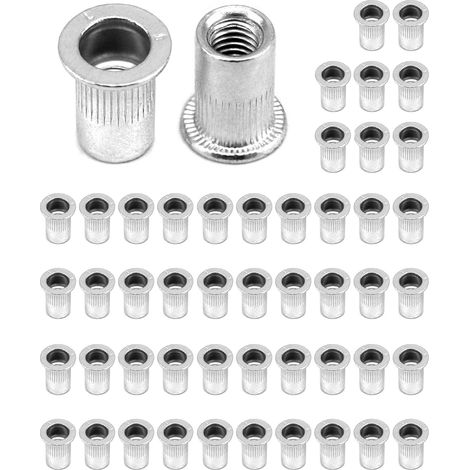 CCYKXA 50 Stück M6 Nietmutter, Flachkopfmutter, Aluminiumlegierung, zur Möbelbefestigung, Basteldekorationen