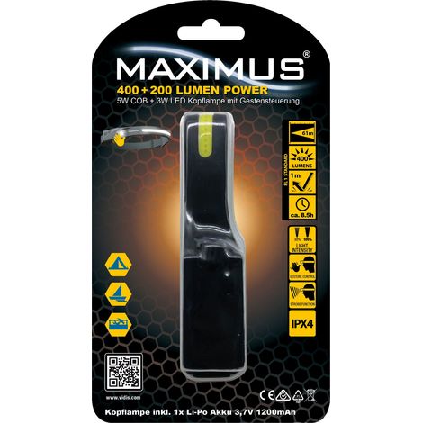 Lampe torche frontale rechargeable Maximus M-HDL-010 - 400lm (1/2)