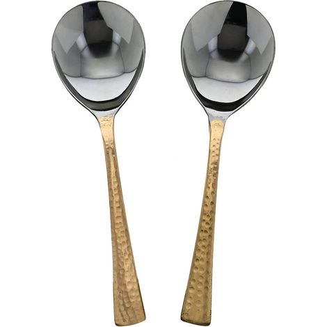 Lot de 2 cuillères de service en acier inoxydable pour cuisine et ménage (1/5)