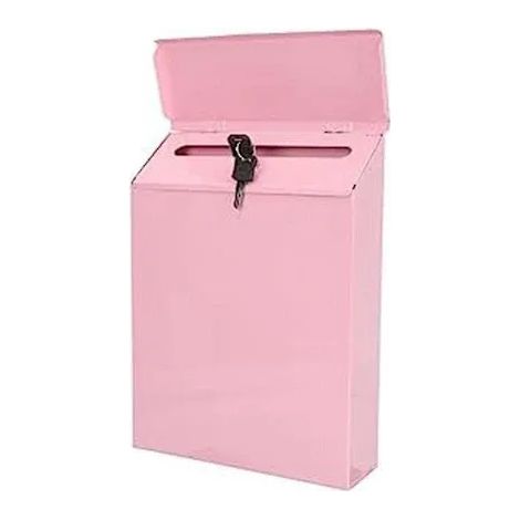 Wandbriefkasten mit Schloss, ländlicher Briefkasten mit Schlüssel, kompatibel mit H Pink