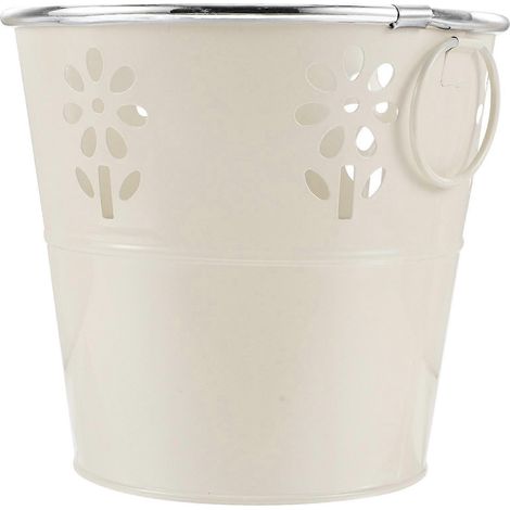 Seau à fleurs rustique en métal, vase rond creux vintage pour plantes grasses et fleurs séchées, décoration pour la maison, les mariages et le jardin (1/5)