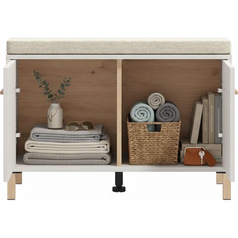 Mobile da Ingresso Marciana, un Ripiano, 2 Ante, 2 Vani, 80x40x57h cm Bianco Crema