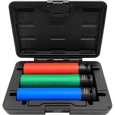 Jeu de douilles pour écrous de roue - 1,27 cm de long - Sans marquage, manchons de protection et inserts endommagés aux roues (1/5)