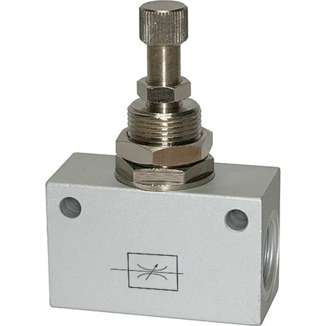 Riegler Drosselventil, in Blockform, Alu eloxiert, G 1/2, PN max. 10 bar (1/4)