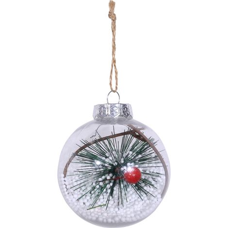 Boule De Noël Transparente - Décoration Suspendue En Plastique - Pour Arbre Et Intérieur - Lot De 2 (1/2)