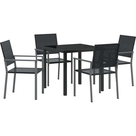 Maison Exclusive - Set da Pranzo per Giardino 5 pcs Nero Rattan in PE (1/5)