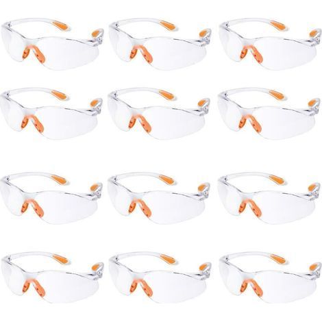 Lot de 12 Lunette de Sécurité Lunettes de Protection Travail avec Lentilles Transparentes Anti-Buée Lunette Protection pour Jardin Laboratoire Chimie (1/5)