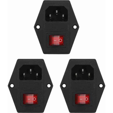 Prise Secteur AC 3 Pièces Interrupteur 4 Broches avec Voyant Fusible Intégré Accessoires Imprimante 3D (1/5)