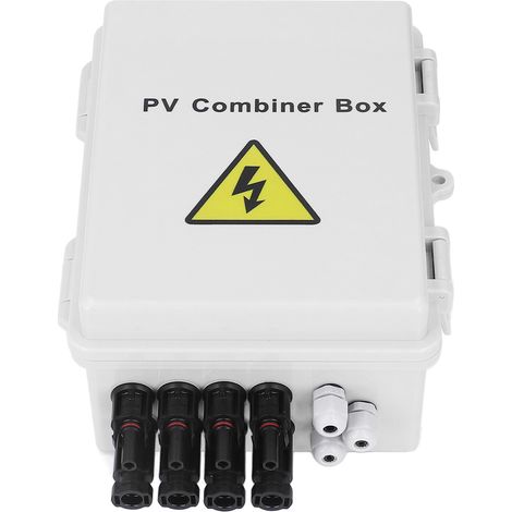 Boîte de jonction solaire 4 entrées étanche IP65, 10AWG, avec fusibles 15A et disjoncteur 63A, coffret combiné DC pour panneaux photovoltaïques (1/5)