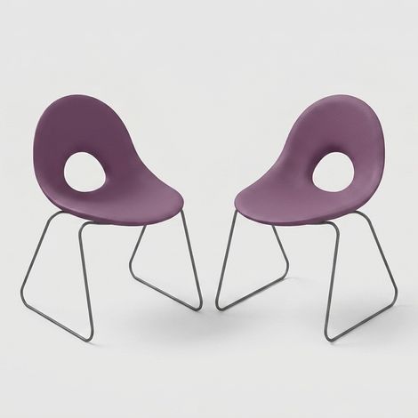 Set 2 sedie design indoor outdoor in polietilene Candy Slitta - Viola (1/5)