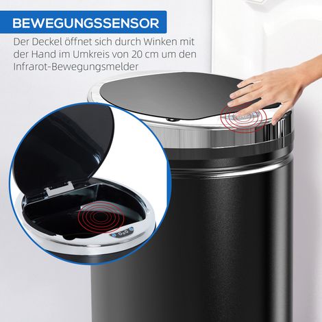 42 L Capteur Poubelle Automatique, Poubelle Inox avec Détecteur Infrarouge, pour Cuisine et Salle à Manger (1/5)