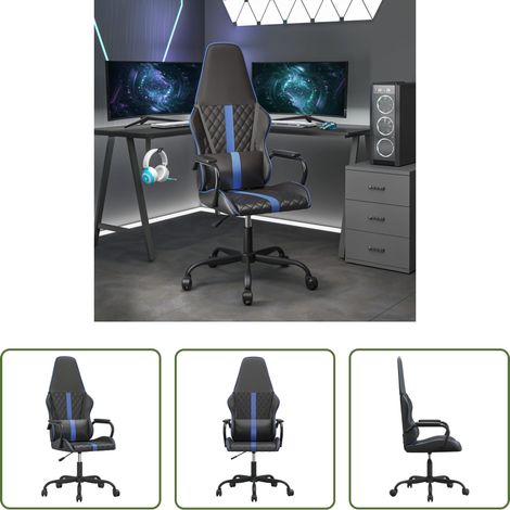 vidaXL Gamingstuhl Schwarz Blau - Gaming-Stuhl Schwarz und Blau Kunstleder (1/5)