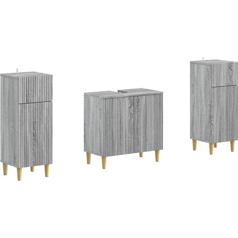 3 Piece Bathroom Cabinet Set ARNHEM Grey Sonoma Engineered Wood vidaXL (1/5)