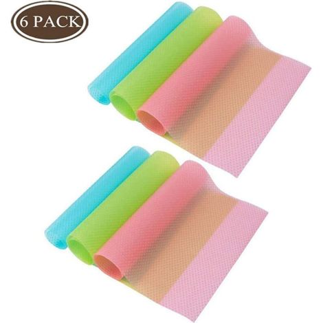 6PCS Tapis de Réfrigérateur Antibactérien 29cm x 45cm, Protection Frigo Intérieur Respecteux d'Environnement, Fond de Tiroir Cuisine Réutilisable (1/4)