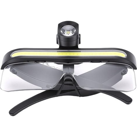 Phare à Lunettes LED, Projecteur COB Double Modes Rechargeable par USB avec Lentilles Anti-buée, pour la Pêche de Nuit en Plein Air, le Cyclisme