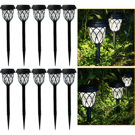 lampadaire solaire lumière extérieure de pelouse décorative LED jardin blanche 10 pièces (1/5)