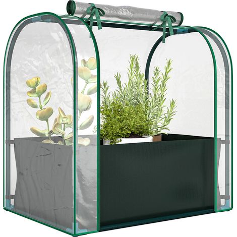 Mini Serre Portable de Jardinage Intérieur avec Porte Enroulable et Sac de Plantation 68 x 50 x 70 cm Vert Foncé (1/5)